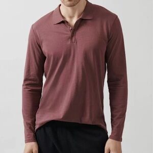 NWT ATM Anthony Thomas Melillo Long Sleeve Cordovan Maroon Polo Shirt